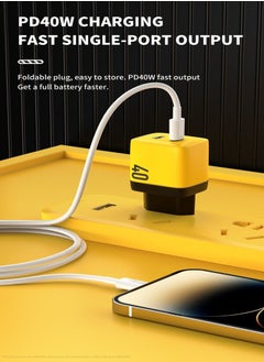 WEKOME PD 40W USB C Charger iPhone 15 Pro Max Charger 40W/20W 2 Port iPad Fast Charger Type C Wall Plug Dual USB-C Samsung Charger PD Quick Charge Adapter Charger USB C Plug Phone Charger Yellow  - Image 4