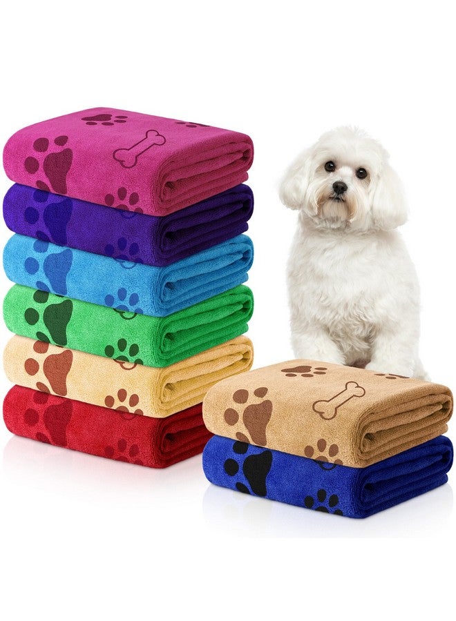 Chumia Chumia 8 Pcs Bulk Towels for Drying Dogs Cats Pet Towels Puppy Microfiber Quick Drying Dog Paw Bath Bathing Supplies Absorbent for Medium Pets(Bright Color,40 x 24 Inch) - Image 1