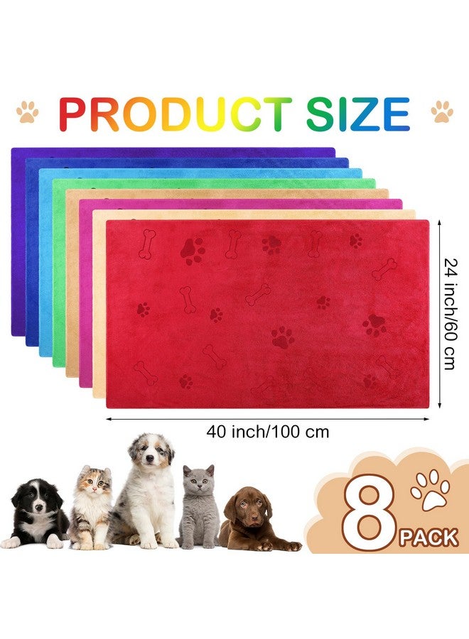 Chumia Chumia 8 Pcs Bulk Towels for Drying Dogs Cats Pet Towels Puppy Microfiber Quick Drying Dog Paw Bath Bathing Supplies Absorbent for Medium Pets(Bright Color,40 x 24 Inch) - Image 2
