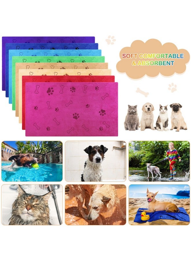 Chumia Chumia 8 Pcs Bulk Towels for Drying Dogs Cats Pet Towels Puppy Microfiber Quick Drying Dog Paw Bath Bathing Supplies Absorbent for Medium Pets(Bright Color,40 x 24 Inch) - Image 5