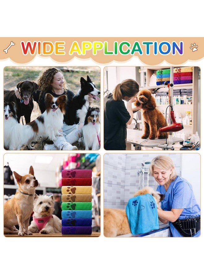 Chumia Chumia 8 Pcs Bulk Towels for Drying Dogs Cats Pet Towels Puppy Microfiber Quick Drying Dog Paw Bath Bathing Supplies Absorbent for Medium Pets(Bright Color,40 x 24 Inch) - Image 4