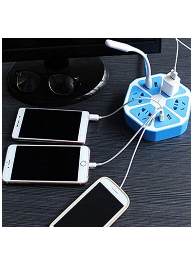 Storia STORIA Heavy Duty Extension Board Hexagon Electrical Extension Cord Power Socket with 4 USB Port for Mobile with 2 Meter Cable Wire 4 Socket Surge Protector Extension Board Pack of 1  - Image 3