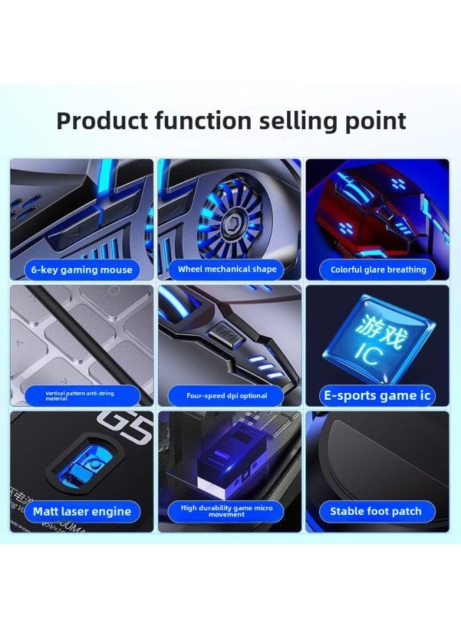 Mechanical Gaming Mouse Wired E-sports Lol Desktop Laptop Desktop Computer Office Silent Mute-Color:Ghost Black - Image 4