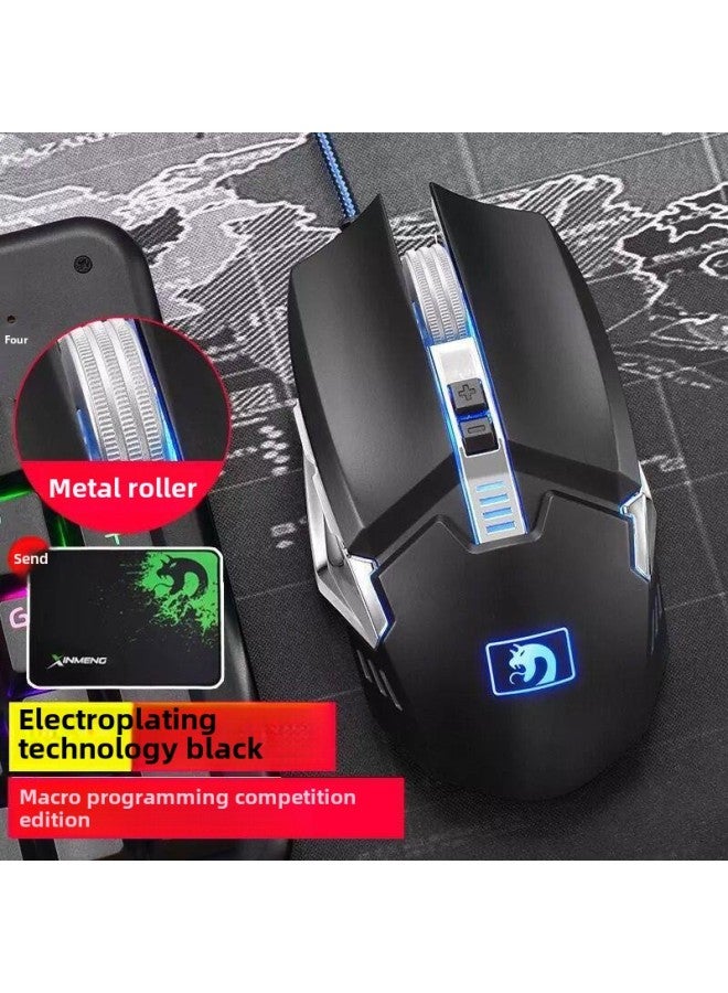 Mechanical Gaming Mouse Wired E-sports Lol Desktop Laptop Desktop Computer Office Silent Mute-Color:Ghost Black - Image 5