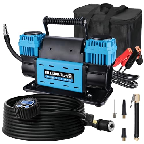 Uharbour 12V Offroad Air Compressor 10.6 CFM with Pressure Gauge, 12 Volt Offroad Air Compressor Dual Cylinder Heavy Duty for 4x4 Truck Car SUV with Carrying Bag - Image 1