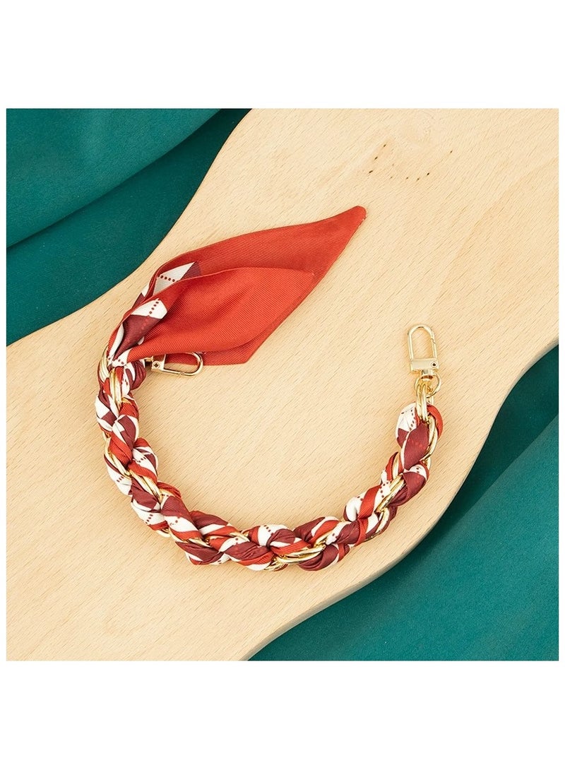 Mobile Phone Anti-lost Silk Scarf & Metal Chain Short Lanyard,Detachable,Suitable For Cell Phones,Bags,Clothing,Cup Decoration - Image 3
