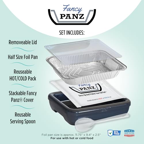 Fancy Panz Premium, Serving Tray for Food, Made in the USA Foil Pan Carrier, Stackable Aluminum Pan Holders, Travel Casserole Carrier, Aqua - Image 4
