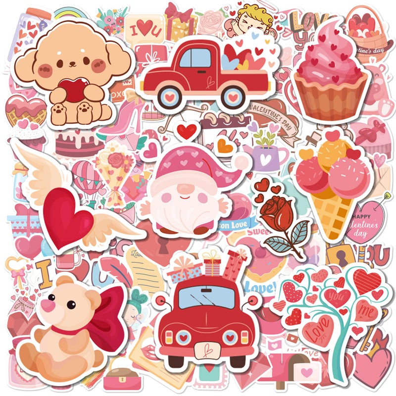 JXSDWANG Valentines Stickers - 100 PCS Heart Rose Stickers for Kids | Valentines Day Gifts Crafts Activities Party Favors Supplies Decorations for School Classroom - Image 1