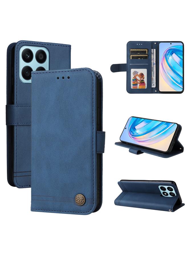 اس-توب جراب هاتف Honor X8a من الجلد بتصميم شجرة الحياة وأزرار معدنية - Image 1