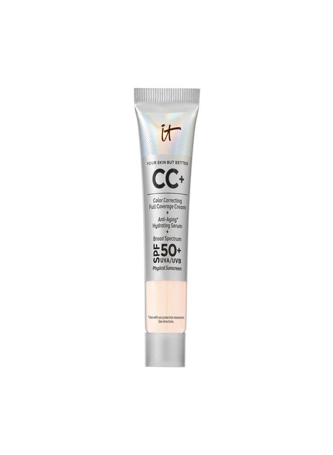 IT Cosmetics CC+ Cream Travel (Fair Beige) - Natural Full Coverage Foundation With SPF 50+, Color Corrector & Anti-Aging Hydrating Serum, Hyaluronic Acid + Peptides, Up To 24H Wear - 0.4 fl oz - Image 1