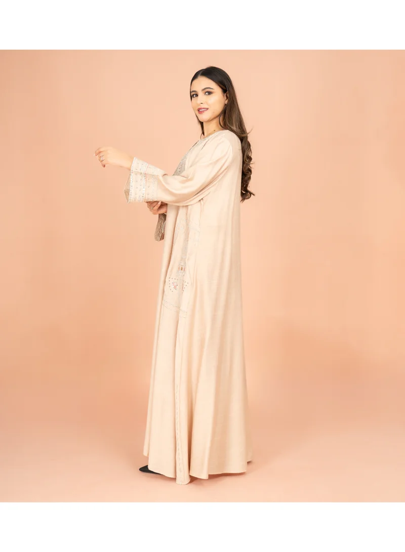 IKKXA  Solid Jalabiya Crystal Details Wide Cut Arabisque  | Best Price UAE