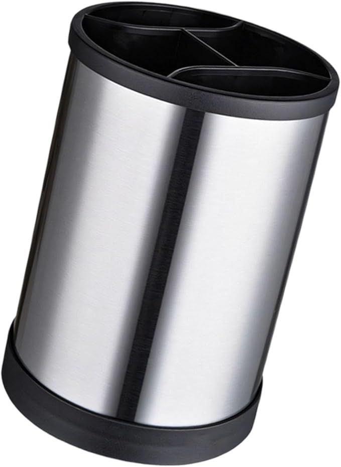 Extra Large Kitchen Utensil Holder 360 Rotating Stainless Steel 3 Compartment Removable Base H - Image 1