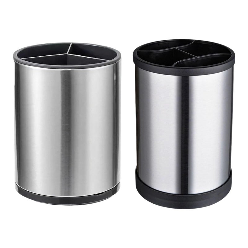 Extra Large Kitchen Utensil Holder 360 Rotating Stainless Steel 3 Compartment Removable Base H - Image 5