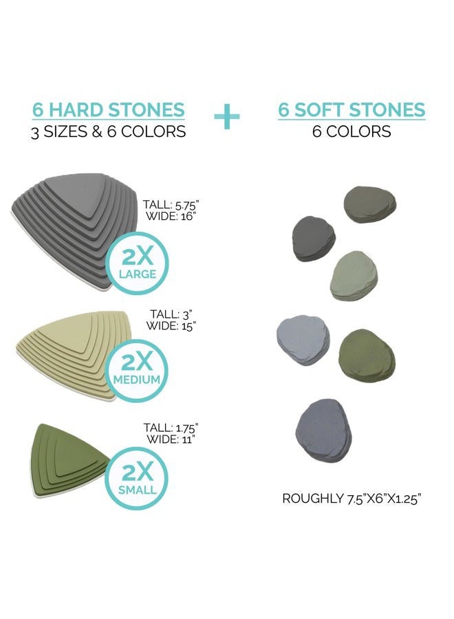 JumpOff Jo Rocksteady - Balance & Coordination Enhancing Blocks and Stepping Foam Stones, Sensory Toys for Kids - Indoor and Outdoor Obstacle Course (Camo Green, Plus) - Image 2