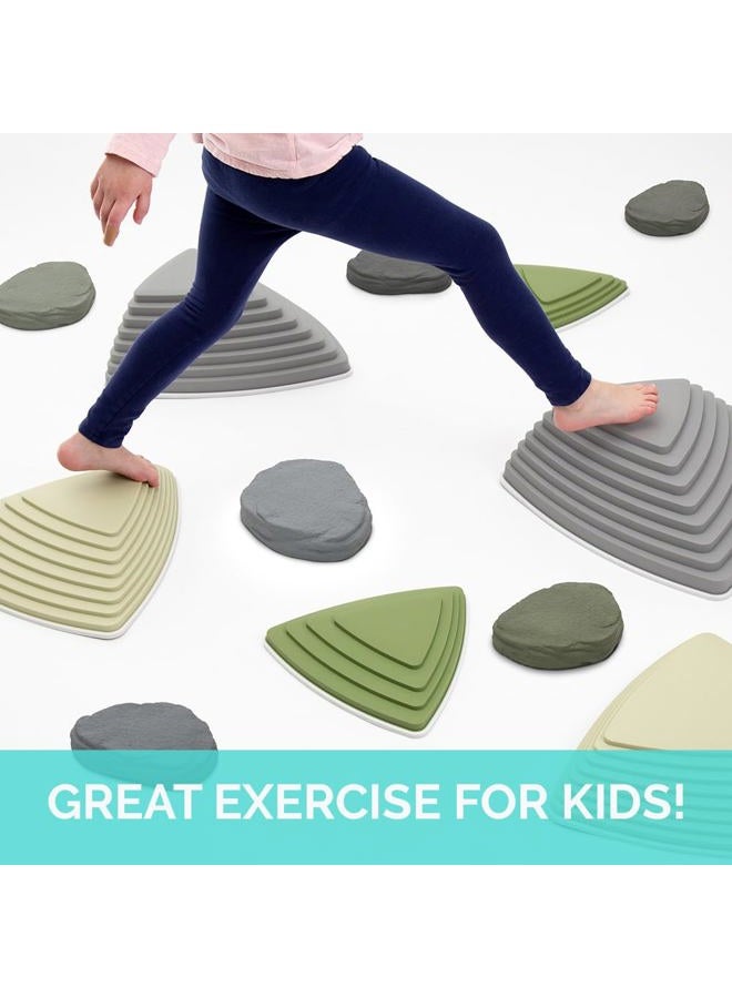 JumpOff Jo Rocksteady - Balance & Coordination Enhancing Blocks and Stepping Foam Stones, Sensory Toys for Kids - Indoor and Outdoor Obstacle Course (Camo Green, Plus) - Image 3