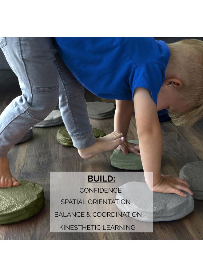 JumpOff Jo Rocksteady - Balance & Coordination Enhancing Blocks and Stepping Foam Stones, Sensory Toys for Kids - Indoor and Outdoor Obstacle Course (Camo Green, Plus) - Image 4