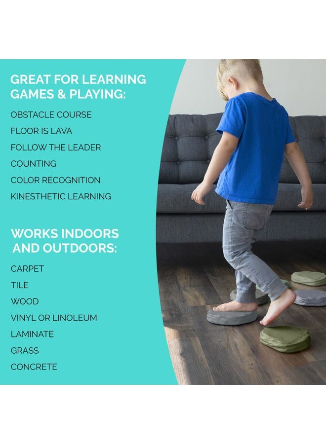 JumpOff Jo Rocksteady - Balance & Coordination Enhancing Blocks and Stepping Foam Stones, Sensory Toys for Kids - Indoor and Outdoor Obstacle Course (Camo Green, Plus) - Image 5