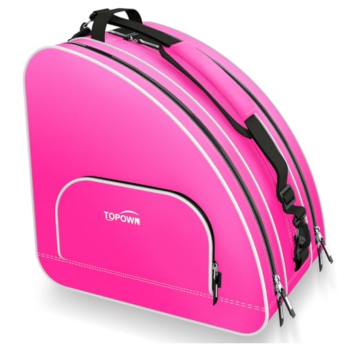 TOPOWN Ice Skate Bag for Men & Women - Premium Roller Skate Bag in Black & Rose Red - Image 1