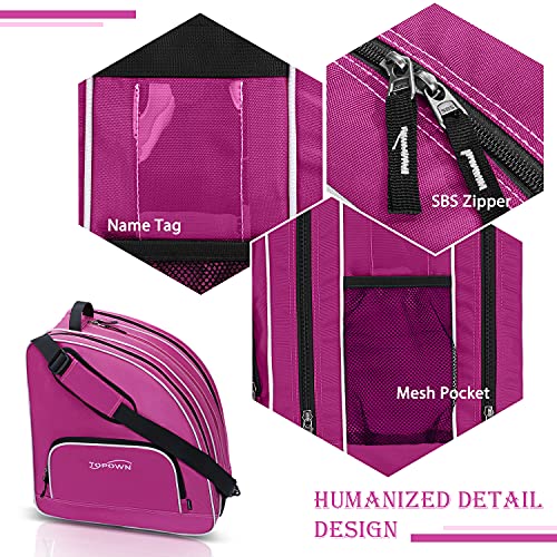 TOPOWN Ice Skate Bag for Men & Women - Premium Roller Skate Bag in Black & Rose Red - Image 5