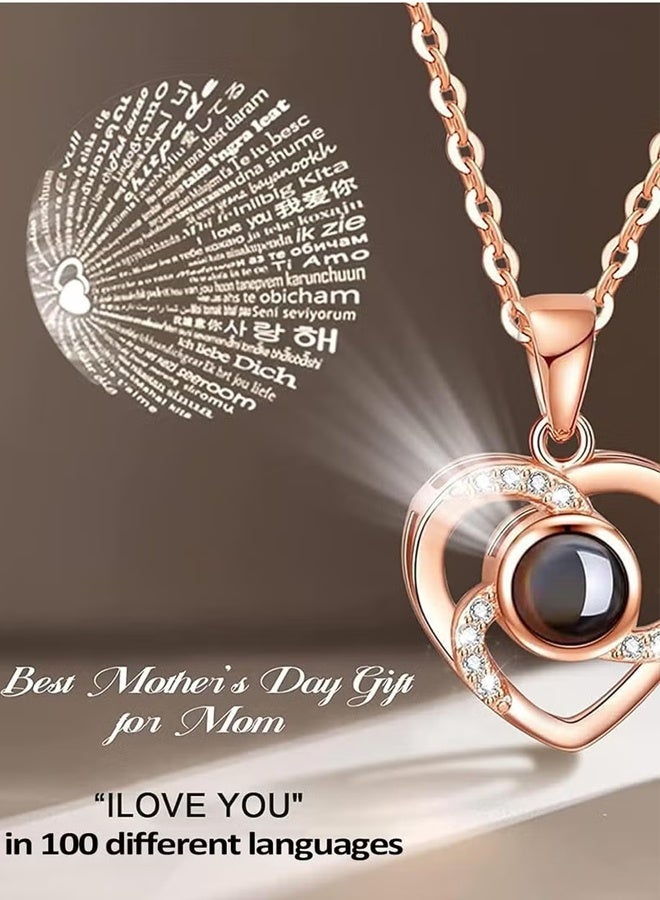 Preserved Flowers with Necklace Gift Box - Forever Red Rose with I Love You Necklace for Mom/Daughter/Girlfriend/Wife on Anniversary/Wedding/Birthday/Birthday - Image 3