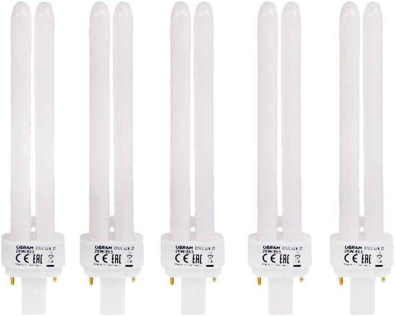 Osram Home Decorative High Quality and Durable, 2 Pin Cool DayLight Double Twin Tube CFL Bulb, 26 Watt Energy Saving Bulb, Cool Daylight - (Pack of 5) - Image 2
