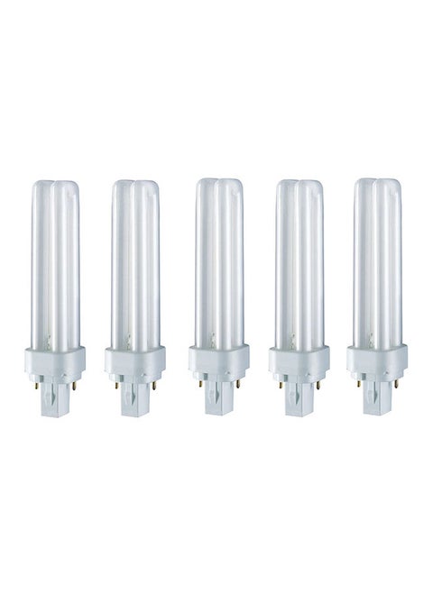 5-Piece Dulux D 2 Pin 26 W Energy Saving Daylight CFL Bulb