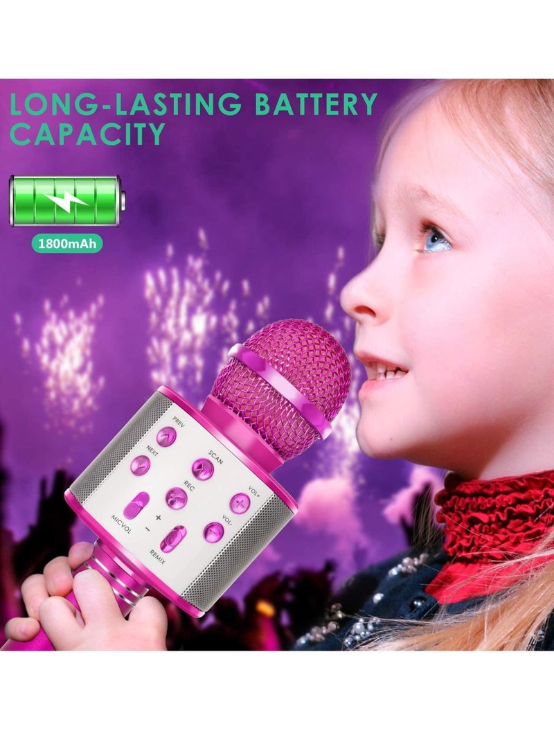 Wireless Bluetooth Karaoke Microphone for Kids, 5-in-1 Portable Handheld Karaoke Mic Speaker Player Recorder with Adjustable Remix FM Radio for Kids Girls Boys Teens Birthday - Image 5