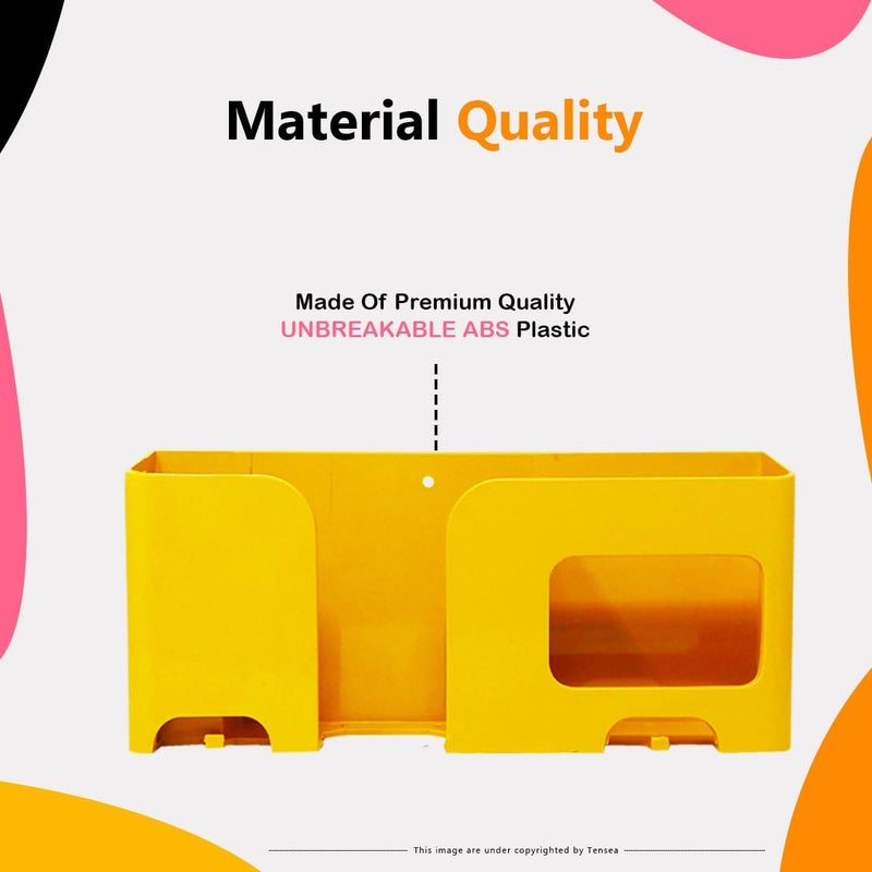 WALLVIEW TECH Wall Mount Mobile Holder|Plastic Storage Case for Ac/Tv Remotes|Multi-Purpose Wall Smartphones Stand for Charging|Remote Wall Organiser|Smart Stand Wall Gadget (Yellow) - Image 5