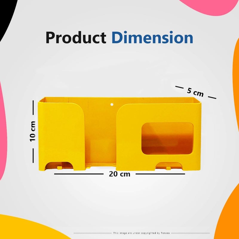 WALLVIEW TECH Wall Mount Mobile Holder|Plastic Storage Case for Ac/Tv Remotes|Multi-Purpose Wall Smartphones Stand for Charging|Remote Wall Organiser|Smart Stand Wall Gadget (Yellow) - Image 3