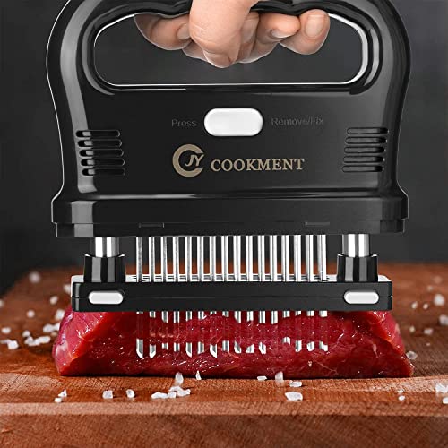 JY COOKMENT Meat Tenderizer Tool with 48 Stainless Steel Ultra Sharp Needle Blades, Detachable Kitchen Cooking Tool Best For Tenderizing, BBQ, Marinade - Image 4