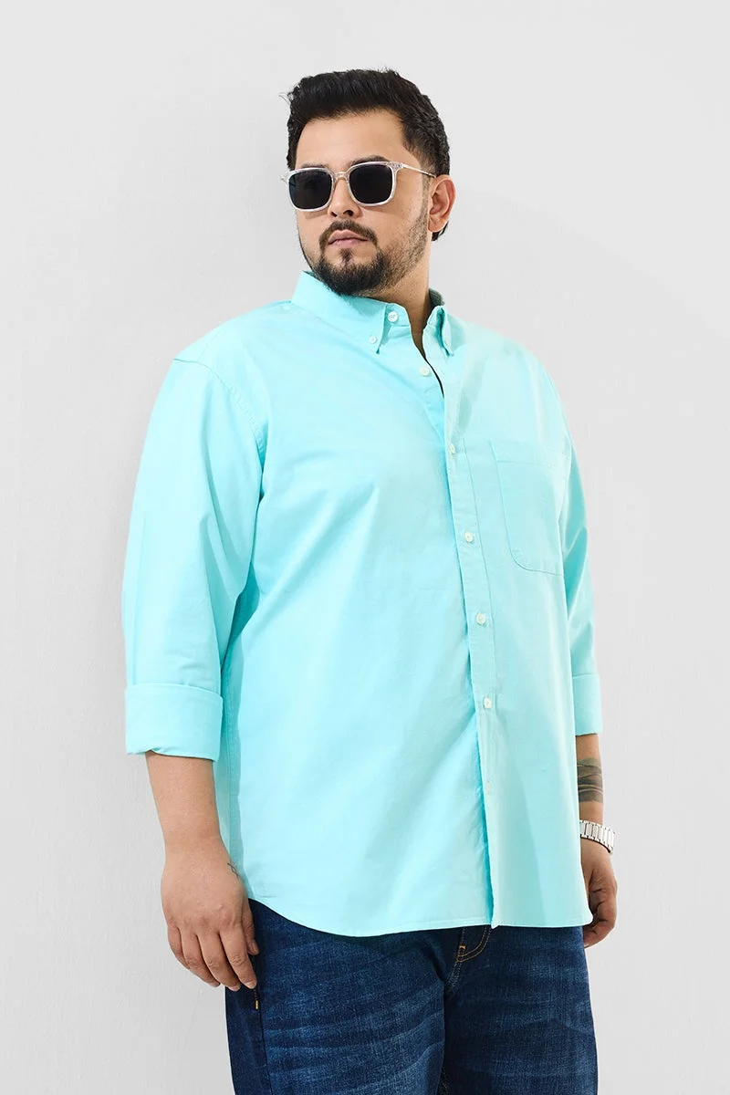 SNITCH Regular Fit Cotton Teal Plus Size Shirt