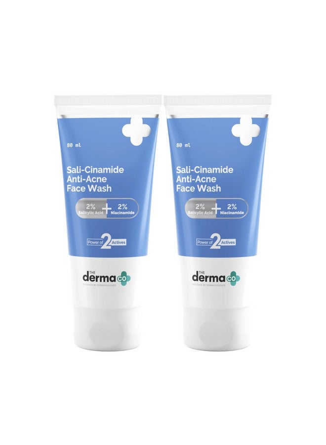 THE derma Co غسول الوجه المضاد لحب الشباب من ديرما كو ساليسيناميد | مع 2% حمض الساليسيليك و 2% نياسيناميد | يعالج حب الشباب النشط ويخفف آثار حب الشباب | للبشرة الدهنية والمختلطة | قوة 2 مكونات نشطة | للجنسين | 80 مل × 2 - Image 1