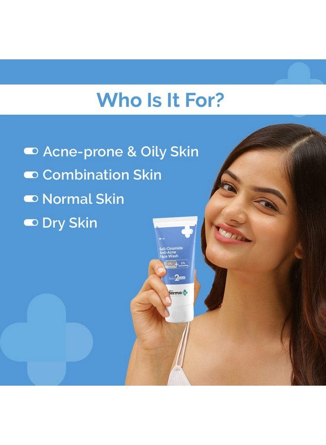 THE derma Co غسول الوجه المضاد لحب الشباب من ديرما كو ساليسيناميد | مع 2% حمض الساليسيليك و 2% نياسيناميد | يعالج حب الشباب النشط ويخفف آثار حب الشباب | للبشرة الدهنية والمختلطة | قوة 2 مكونات نشطة | للجنسين | 80 مل × 2 - Image 2