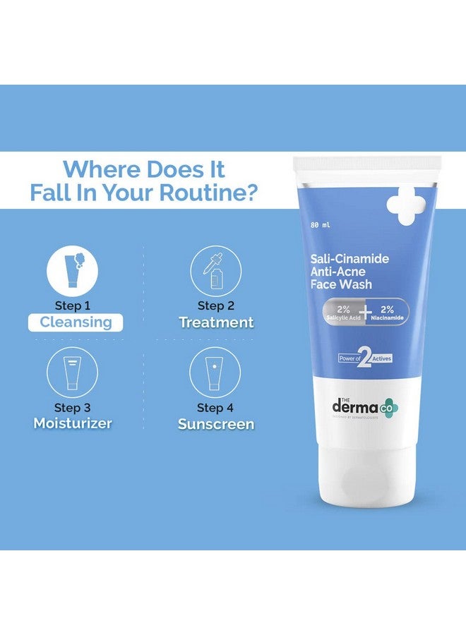 THE derma Co غسول الوجه المضاد لحب الشباب من ديرما كو ساليسيناميد | مع 2% حمض الساليسيليك و 2% نياسيناميد | يعالج حب الشباب النشط ويخفف آثار حب الشباب | للبشرة الدهنية والمختلطة | قوة 2 مكونات نشطة | للجنسين | 80 مل × 2 - Image 5