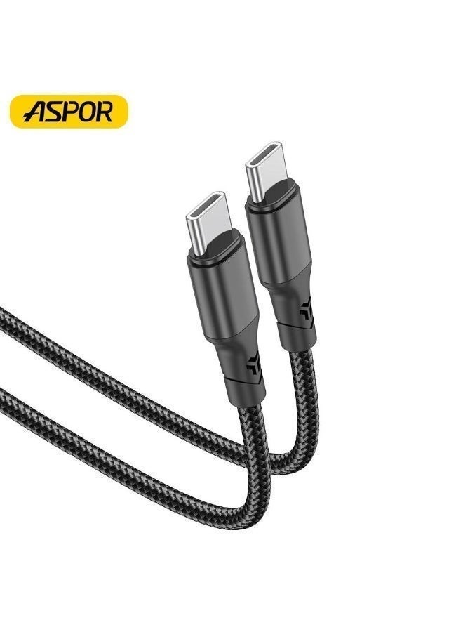 أسبور كيبل جوال ASPOR AC-19 USB-C إلى USB-C – قدرة 60 واط - Image 3