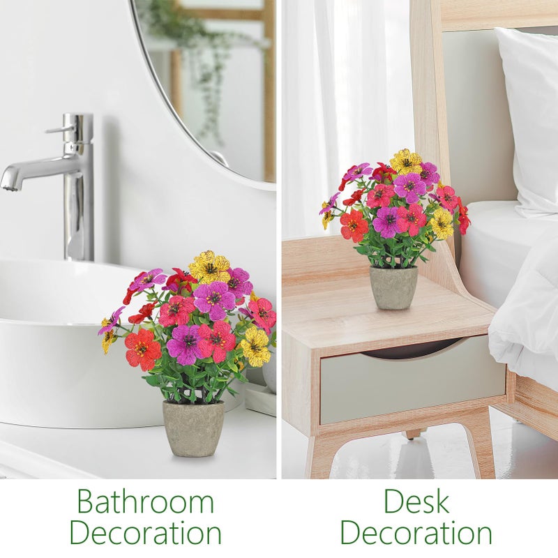 FAVOWREATH 2 Pack Small Fake Plants Potted Artificial Plants Artificial Flowers Potted Faux Flower Daisy with Eucalyptus Leaves for Home Decor Office Room Farmhouse Indoor Table Bathroom Decor ï¼ˆcolorfulï¼‰ - Image 5