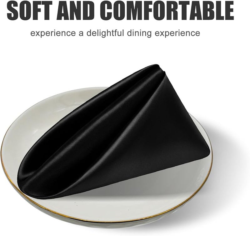 Black Cloth Napkins 12 Pack Washable Reusable for Wedding Banquet Party Table Decoration - Image 4