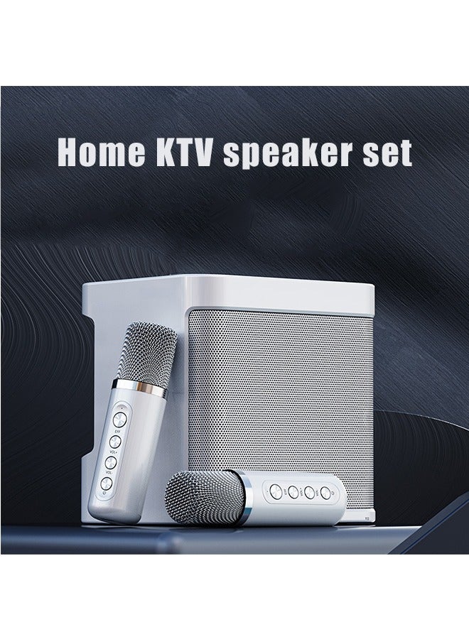 Karaoke Machine with 2 Wireless Microphone,Portable Bluetooth Speaker with HD Sound PA System Support Echo and Vocal Cut,USB,SD, AUX Input for Party, Meeting, Wedding, Home and Outdoor (White) - Image 3