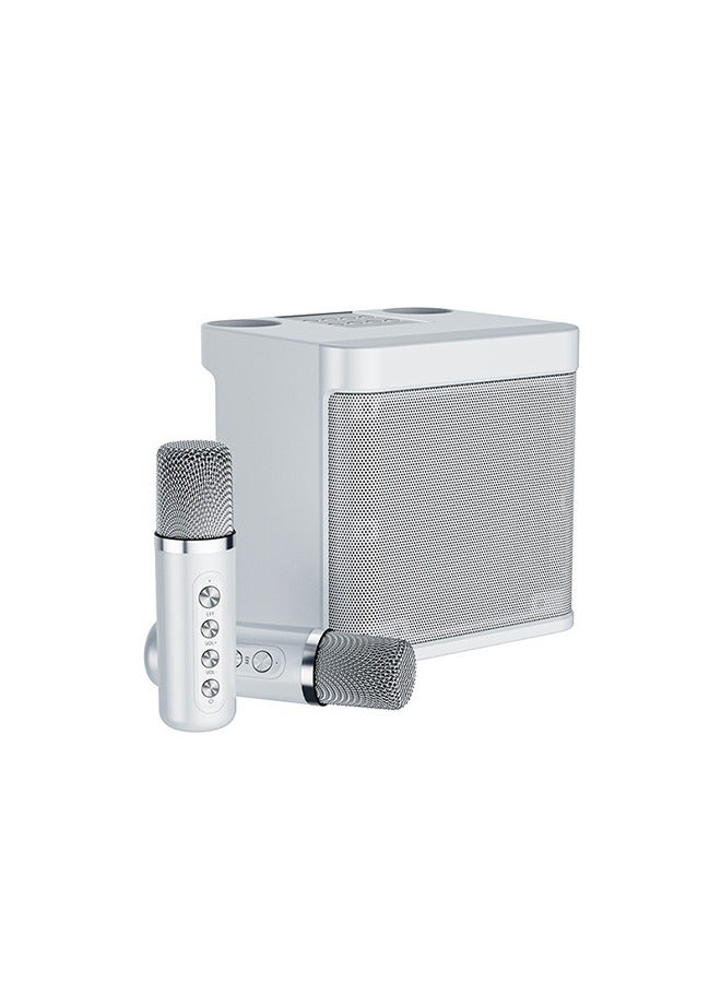 Karaoke Machine with 2 Wireless Microphone,Portable Bluetooth Speaker with HD Sound PA System Support Echo and Vocal Cut,USB,SD, AUX Input for Party, Meeting, Wedding, Home and Outdoor (White) - Image 1