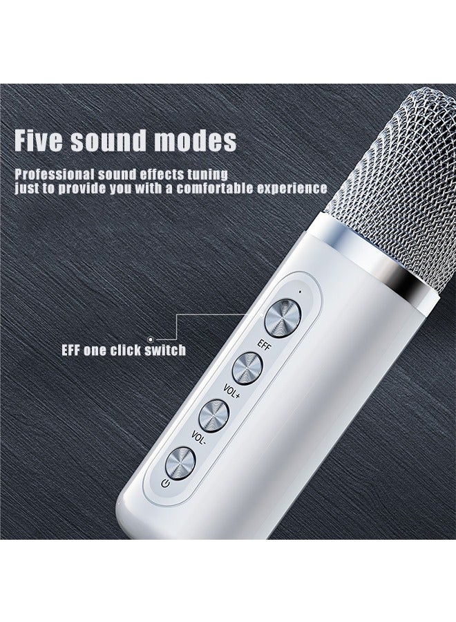 Karaoke Machine with 2 Wireless Microphone,Portable Bluetooth Speaker with HD Sound PA System Support Echo and Vocal Cut,USB,SD, AUX Input for Party, Meeting, Wedding, Home and Outdoor (White) - Image 4