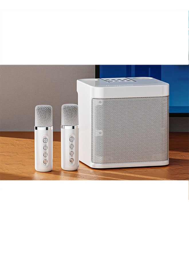 Karaoke Machine with 2 Wireless Microphone,Portable Bluetooth Speaker with HD Sound PA System Support Echo and Vocal Cut,USB,SD, AUX Input for Party, Meeting, Wedding, Home and Outdoor (White) - Image 2