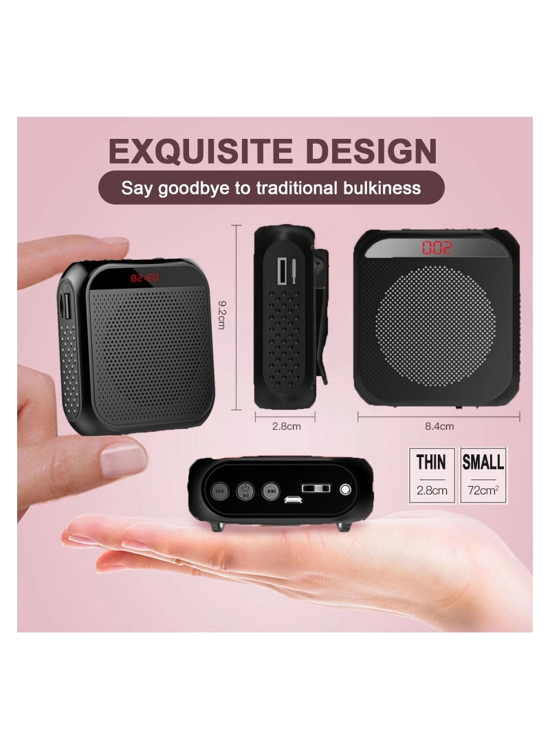 Voice Amplifier with Wired Microphone Headset, Portable Rechargeable PA System Speaker Personal Microphone Speech Amplifier, Loudspeaker for Teachers, Tour Guides/Coaches Metting/Yoga/Fitness (Black) - Image 4