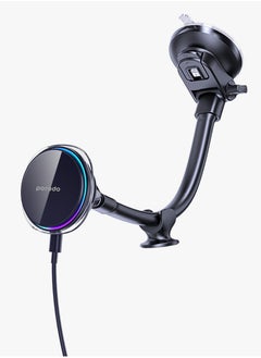 Semiconductor Cooling Magsafe Charging Mount / 15W Wireless Charging / Three-Color Light / Type-C Input / One-Hand Operation /Windshield / Dashboard - Black