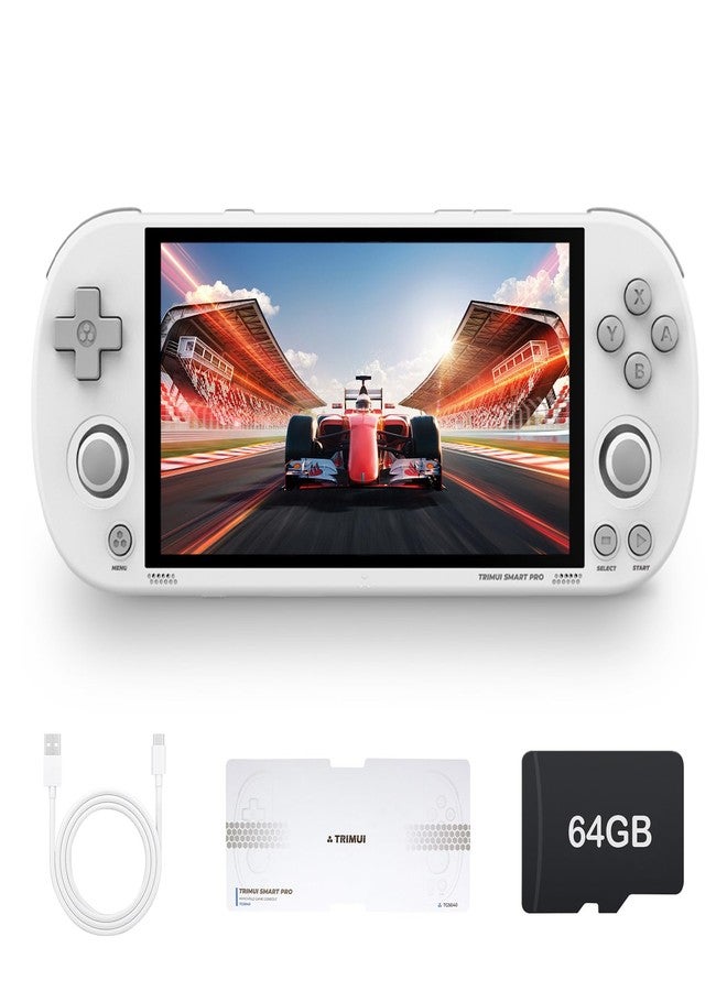 AMPOWN Trimui Smart Pro Retro Handheld Gaming Console Video Gaming Console Trimui Smart Pro Retro Portable Game Console Emulator Dual Joystick Design 4.96 inch 720x1280 IPS Screen 5000mAh 64G TF Card White - Image 1