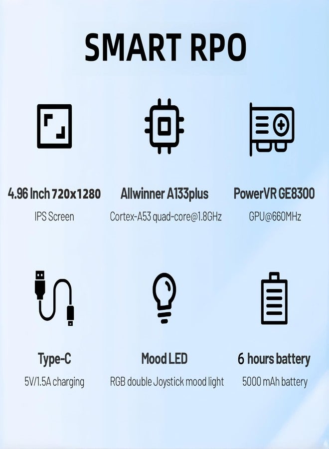 AMPOWN Trimui Smart Pro Retro Handheld Gaming Console Video Gaming Console Trimui Smart Pro Retro Portable Game Console Emulator Dual Joystick Design 4.96 inch 720x1280 IPS Screen 5000mAh 64G TF Card White - Image 3