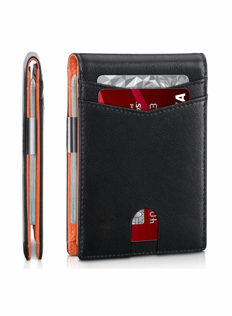 إكسفور رجل محفظة رقيقة جدا قدرة كبيرة 12 فتحة RFID كتلة رجل محفظة الحد الأدنى الجبهة حقيبة جلدية قابلة للطي مزدوجة مع معرف نافذة هدية مربع - Image 1