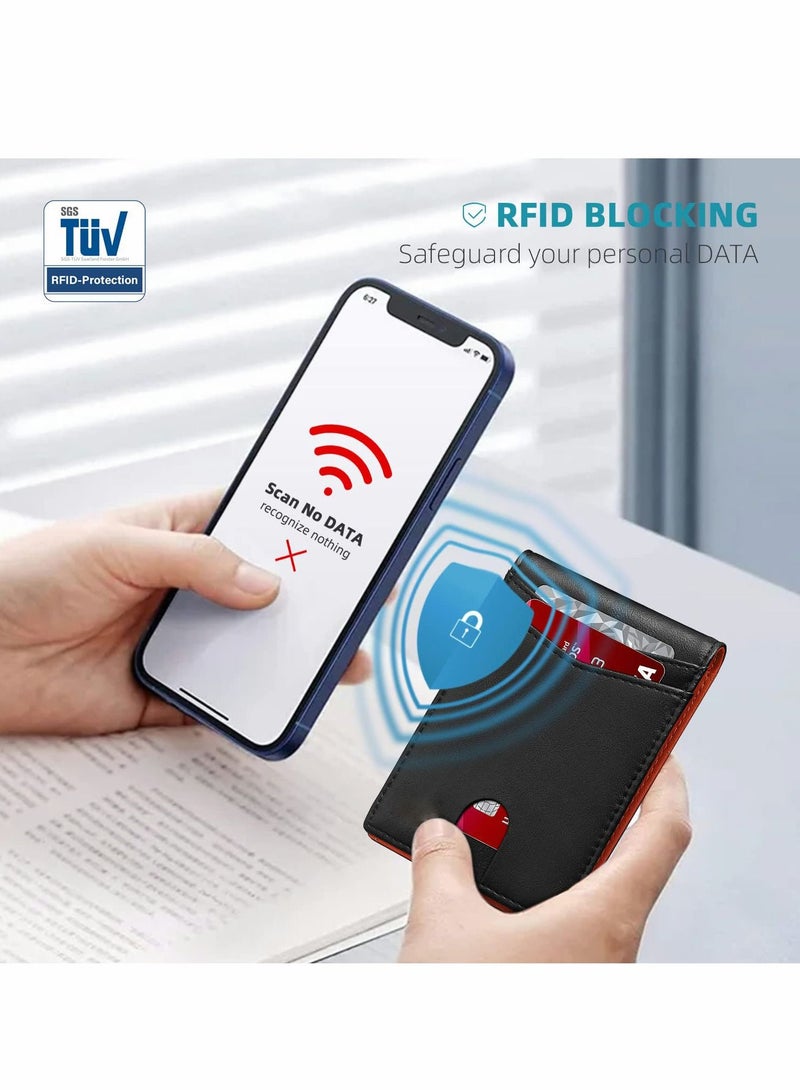 إكسفور رجل محفظة رقيقة جدا قدرة كبيرة 12 فتحة RFID كتلة رجل محفظة الحد الأدنى الجبهة حقيبة جلدية قابلة للطي مزدوجة مع معرف نافذة هدية مربع - Image 3