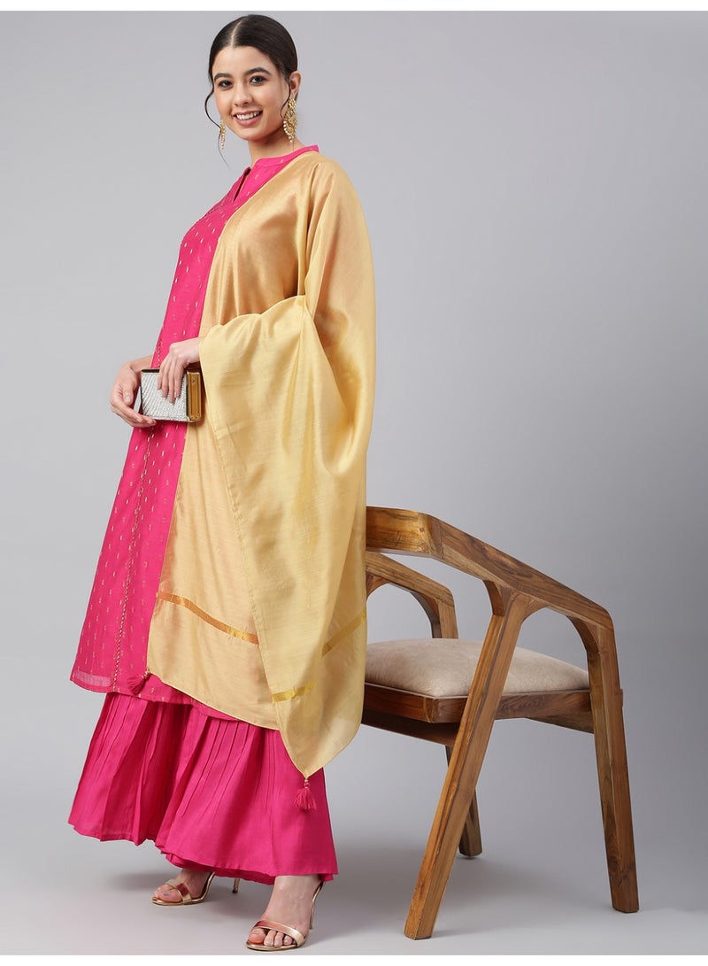 Miss Noor  Indian Women Ethnic Rosy Kurta And Sharara Set With Gold Dupatta  - Image 2