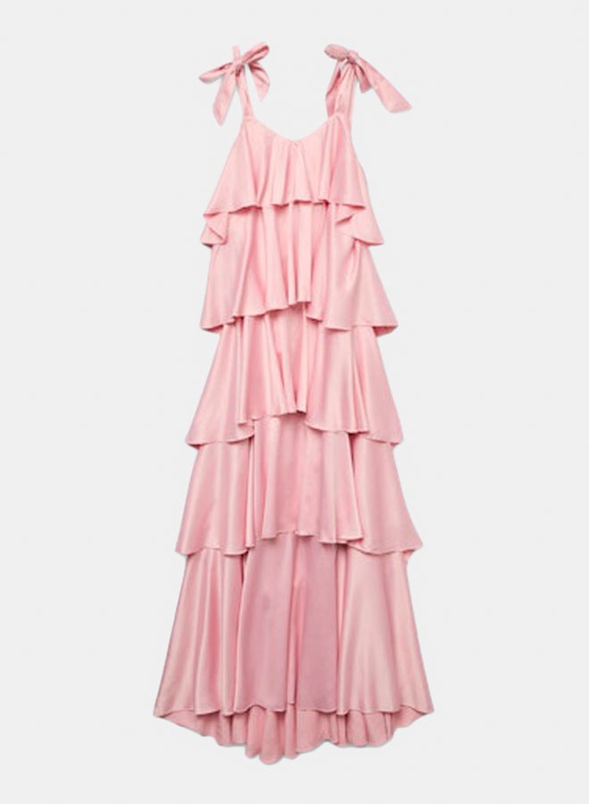VERO MODA VERO MODA Womens Felicia Ruffle Maxi Satin Dress  - Image 1