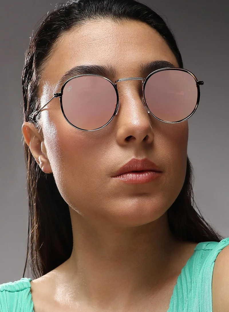 صوص هاوت نظارات شمسية نسائية هاوت صوص معدنية مستديرة للاستخدام اليومي | مقاس واحد | إطار ذهبي معدني | عدسات بنية مستقطبة | إطار كامل | نظارات نسائية وفتيات